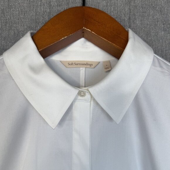 Soft Surroundings White Long Sleeve Embroidered Lace Cuff Button Front Tunic Top - Picture 4 of 14